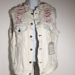 Vintage Furst of a Kind bandana Levi’s denim punk distressed reworked white vest